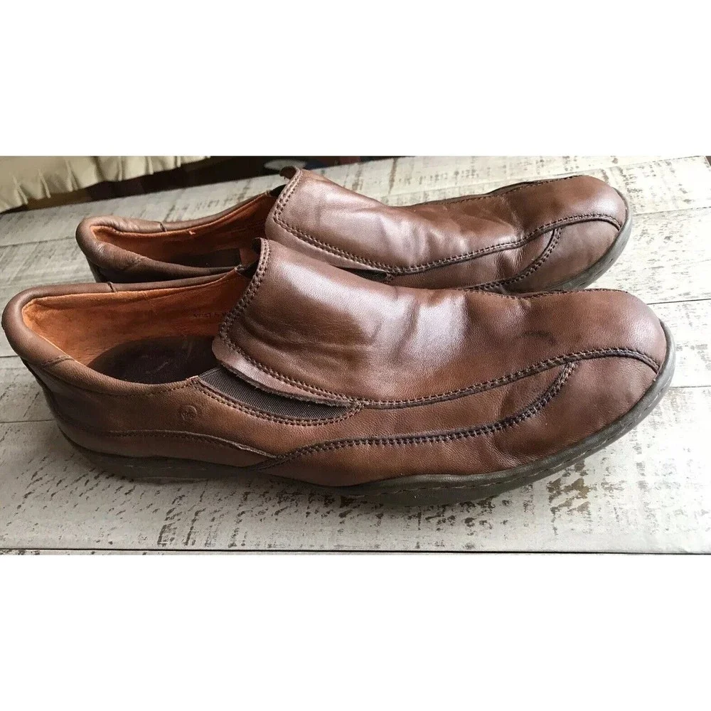 Born Hand Crafted Footwear Loafers Slip On Shoes Mens Brown Leather 13 47.5 M W